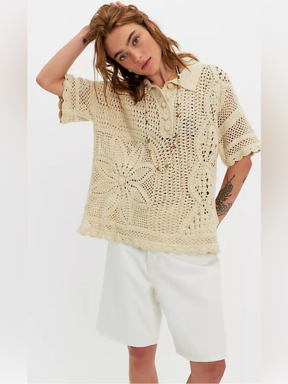 Free people dahlia crochet polo NWT